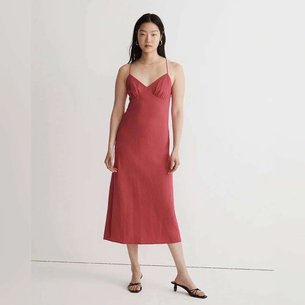 NWT Madewell Layton Midi Slip Dress in Rose Hibiscus - Picture 8 of 10